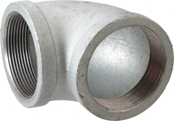 Made in USA - Class 150, 3" Galvanized Pipe 90° Elbow - Threaded, Malleable Iron - Benchmark Tooling