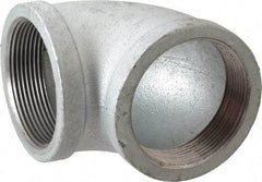 Made in USA - Class 150, 3" Galvanized Pipe 90° Elbow - Threaded, Malleable Iron - Benchmark Tooling