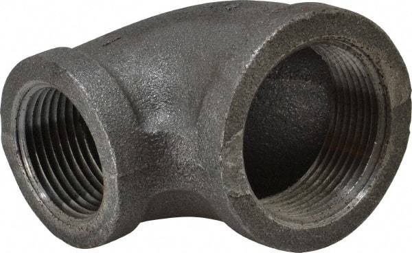 Made in USA - Size 1-1/4 x 1", Class 150, Malleable Iron Black Pipe Reducing Elbow - 150 psi, Threaded End Connection - Benchmark Tooling