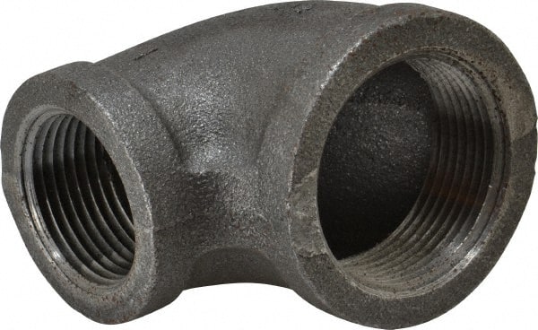 Black 90 ° Elbow: 1-1/4 x 1″, 150 psi, Threaded Malleable Iron, Black Finish, Class 150