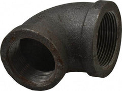 Made in USA - Size 1-1/2 x 1-1/4", Class 150, Malleable Iron Black Pipe Reducing Elbow - 150 psi, Threaded End Connection - Benchmark Tooling