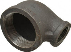 Made in USA - Size 2 x 1", Class 150, Malleable Iron Black Pipe Reducing Elbow - 150 psi, Threaded End Connection - Benchmark Tooling