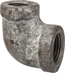 Made in USA - Class 150, 3/8 x 1/4" Galvanized Pipe Reducing Elbow - Threaded, Malleable Iron - Benchmark Tooling