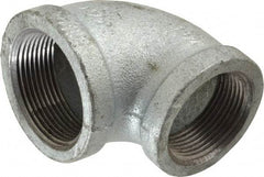 Made in USA - Class 150, 1-1/2 x 1-1/4" Galvanized Pipe Reducing Elbow - Threaded, Malleable Iron - Benchmark Tooling