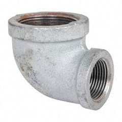 Made in USA - Class 150, 1-1/2 x 1" Galvanized Pipe Reducing Elbow - Threaded, Malleable Iron - Benchmark Tooling