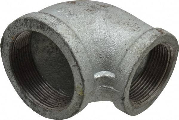 Made in USA - Class 150, 2 x 1-1/2" Galvanized Pipe Reducing Elbow - Threaded, Malleable Iron - Benchmark Tooling