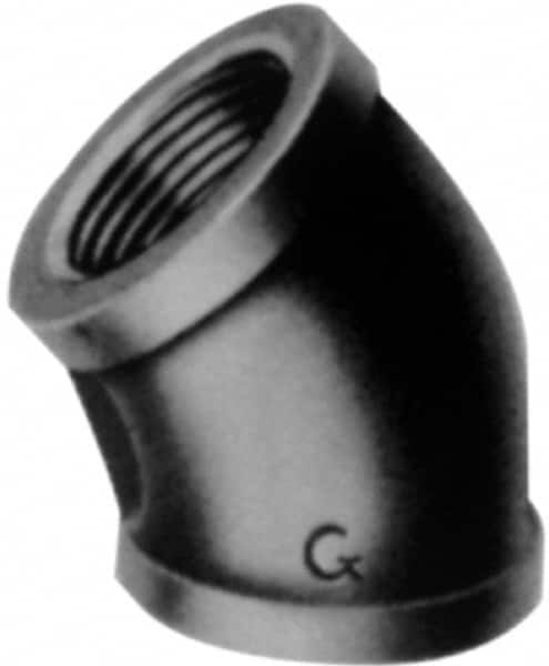 B&K Mueller - Class 150, 1-1/4" Galvanized Pipe 45° Elbow - Threaded, Malleable Iron - Benchmark Tooling