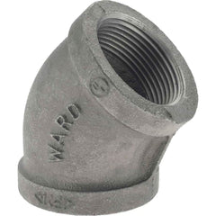 Black 45 ° Elbow: 1-1/4″, 150 psi, Threaded Malleable Iron, Black Finish, Class 150