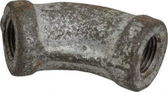 Made in USA - Class 150, 1/8" Galvanized Pipe 45° Elbow - Threaded, Malleable Iron - Benchmark Tooling