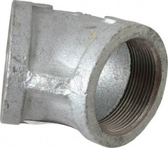 Made in USA - Class 150, 2" Galvanized Pipe 45° Elbow - Threaded, Malleable Iron - Benchmark Tooling