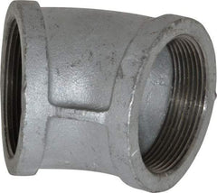 Made in USA - Class 150, 3" Galvanized Pipe 45° Elbow - Threaded, Malleable Iron - Benchmark Tooling