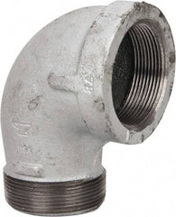 Made in USA - Class 150, 2" Galvanized Pipe 90° Street Elbow - Threaded, Malleable Iron - Benchmark Tooling