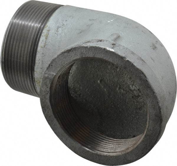 Made in USA - Class 150, 3" Galvanized Pipe 90° Street Elbow - Threaded, Malleable Iron - Benchmark Tooling
