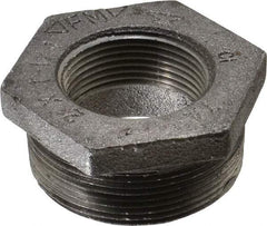 Made in USA - Size 2 x 1-1/4", Class 150, Malleable Iron Black Pipe Hex Bushing - 150 psi, Threaded End Connection - Benchmark Tooling