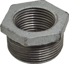 Made in USA - Class 150, 1-1/4 x 1" Galvanized Pipe Hex Bushing - Threaded, Malleable Iron - Benchmark Tooling