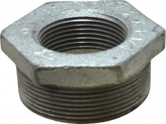 Made in USA - Class 150, 2 x 1-1/4" Galvanized Pipe Hex Bushing - Threaded, Malleable Iron - Benchmark Tooling