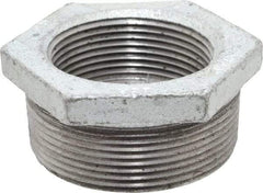 Made in USA - Class 150, 2 x 1-1/2" Galvanized Pipe Hex Bushing - Threaded, Malleable Iron - Benchmark Tooling