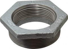 Made in USA - Class 150, 3 x 2-1/2" Galvanized Pipe Hex Bushing - Threaded, Malleable Iron - Benchmark Tooling