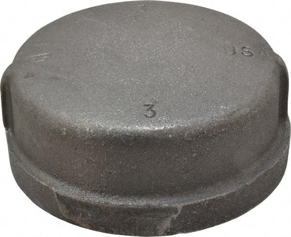 Made in USA - Size 3", Class 150, Malleable Iron Black Pipe End Cap - 150 psi, Threaded End Connection - Benchmark Tooling