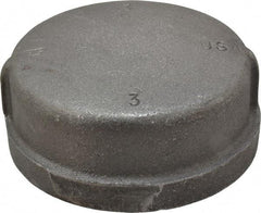Made in USA - Size 3", Class 150, Malleable Iron Black Pipe End Cap - 150 psi, Threaded End Connection - Benchmark Tooling