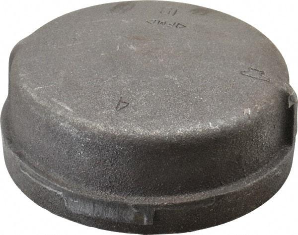 Made in USA - Size 4", Class 150, Malleable Iron Black Pipe End Cap - 150 psi, Threaded End Connection - Benchmark Tooling