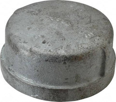 Made in USA - Class 150, 2-1/2" Galvanized Pipe End Cap - Threaded, Malleable Iron - Benchmark Tooling