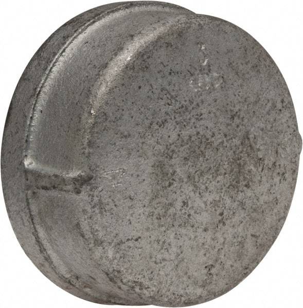 Made in USA - Class 150, 3" Galvanized Pipe End Cap - Threaded, Malleable Iron - Benchmark Tooling