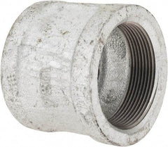 Made in USA - Class 150, 2" Galvanized Pipe Coupling (Right Hand) - Threaded, Malleable Iron - Benchmark Tooling