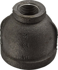 Black Reducing Coupling: 1-1/4 x 1/2″, 150 psi, Threaded Malleable Iron, Black Finish, Class 150