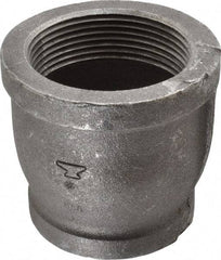 Made in USA - Size 2-1/2 x 2", Class 150, Malleable Iron Black Pipe Reducing Coupling - 150 psi, Threaded End Connection - Benchmark Tooling