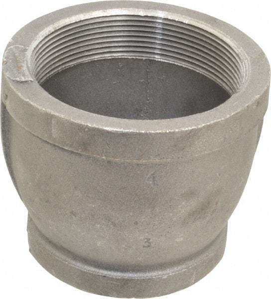 Made in USA - Size 4 x 3", Class 150, Malleable Iron Black Pipe Reducing Coupling - 150 psi, Threaded End Connection - Benchmark Tooling