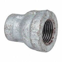 Made in USA - Class 150, 3/8 x 1/8" Galvanized Pipe Reducing Coupling - Threaded, Malleable Iron - Benchmark Tooling