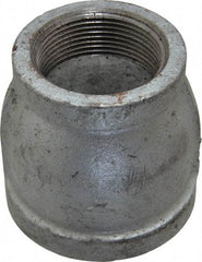 Made in USA - Class 150, 2 x 1-1/2" Galvanized Pipe Reducing Coupling - Threaded, Malleable Iron - Benchmark Tooling