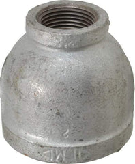 Made in USA - Class 150, 2 x 1" Galvanized Pipe Reducing Coupling - Threaded, Malleable Iron - Benchmark Tooling