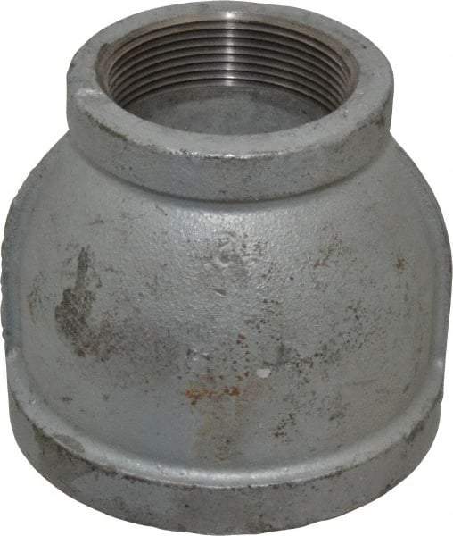 Made in USA - Class 150, 3 x 2" Galvanized Pipe Reducing Coupling - Threaded, Malleable Iron - Benchmark Tooling