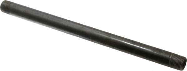 Made in USA - Schedule 40, 3/8" Diam x 10" Long Steel Black Pipe Nipple - Threaded - Benchmark Tooling