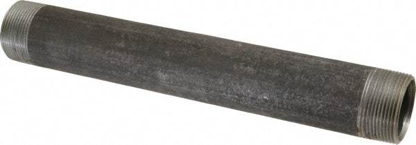 Made in USA - Schedule 40, 1-1/2" Diam x 12" Long Steel Black Pipe Nipple - Threaded - Benchmark Tooling