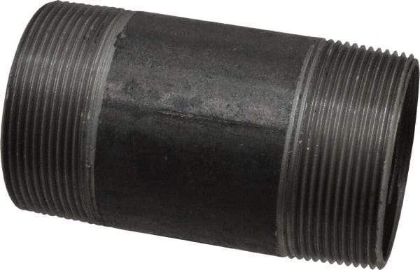 Made in USA - Schedule 40, 2" Diam x 4" Long Steel Black Pipe Nipple - Threaded - Benchmark Tooling