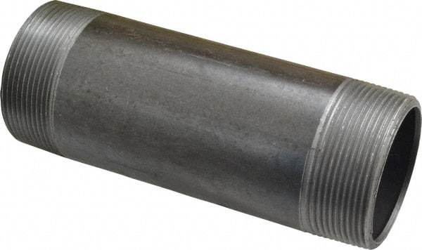 Made in USA - Schedule 40, 2" Diam x 6" Long Steel Black Pipe Nipple - Threaded - Benchmark Tooling