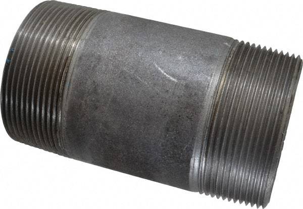 Made in USA - Schedule 40, 3" Diam x 6" Long Steel Black Pipe Nipple - Threaded - Benchmark Tooling