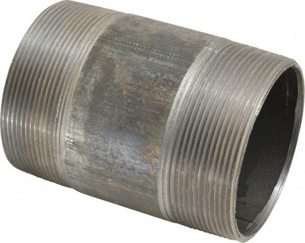 Made in USA - Schedule 40, 4" Diam x 6" Long Steel Black Pipe Nipple - Threaded - Benchmark Tooling