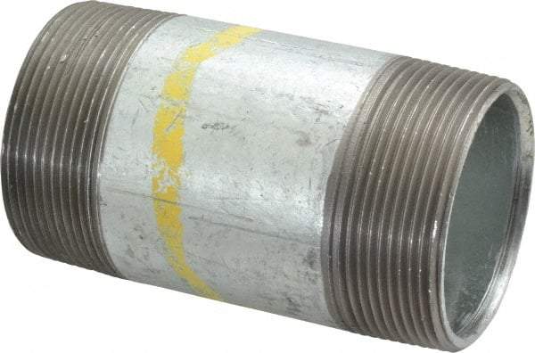 Made in USA - Schedule 40, 2 x 4" Galvanized Pipe Nipple - Threaded Steel - Benchmark Tooling