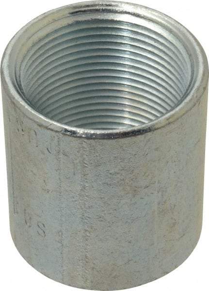 Made in USA - Class 150, 1-1/4" Galvanized Pipe Coupling - Threaded, Malleable Iron - Benchmark Tooling