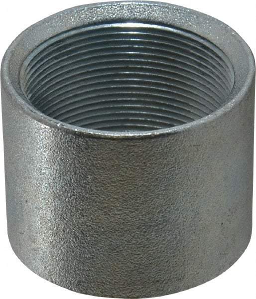 Made in USA - Class 150, 2" Galvanized Pipe Coupling - Threaded, Malleable Iron - Benchmark Tooling