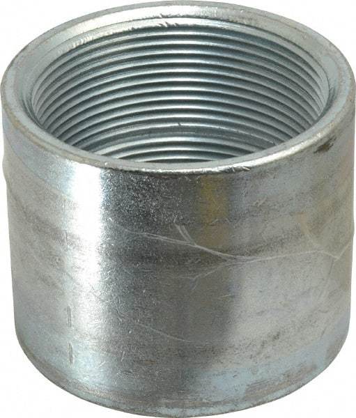 Made in USA - Class 150, 3" Galvanized Pipe Coupling - Threaded, Malleable Iron - Benchmark Tooling