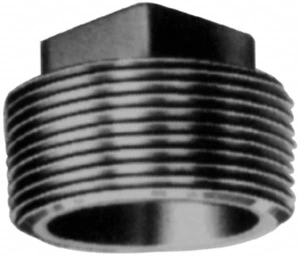 Made in USA - Class 150, 4" Galvanized Pipe Square Plug - Threaded, Malleable Iron - Benchmark Tooling