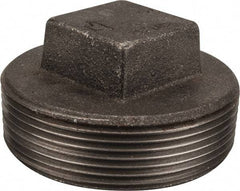 Made in USA - Size 3", Class 150, Malleable Iron Black Pipe Square Plug - 150 psi, Threaded End Connection - Benchmark Tooling