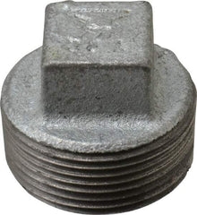Made in USA - Class 150, 1-1/4" Galvanized Pipe Square Plug - Threaded, Malleable Iron - Benchmark Tooling