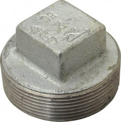 Made in USA - Class 150, 2" Galvanized Pipe Square Plug - Threaded, Malleable Iron - Benchmark Tooling