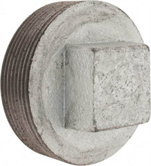 Made in USA - Class 150, 3" Galvanized Pipe Square Plug - Threaded, Malleable Iron - Benchmark Tooling